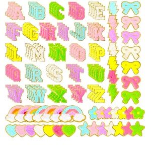 New Chenille 3D Patches Self-Adhesive for DIY Clothing: 146PCS Varsity Patches